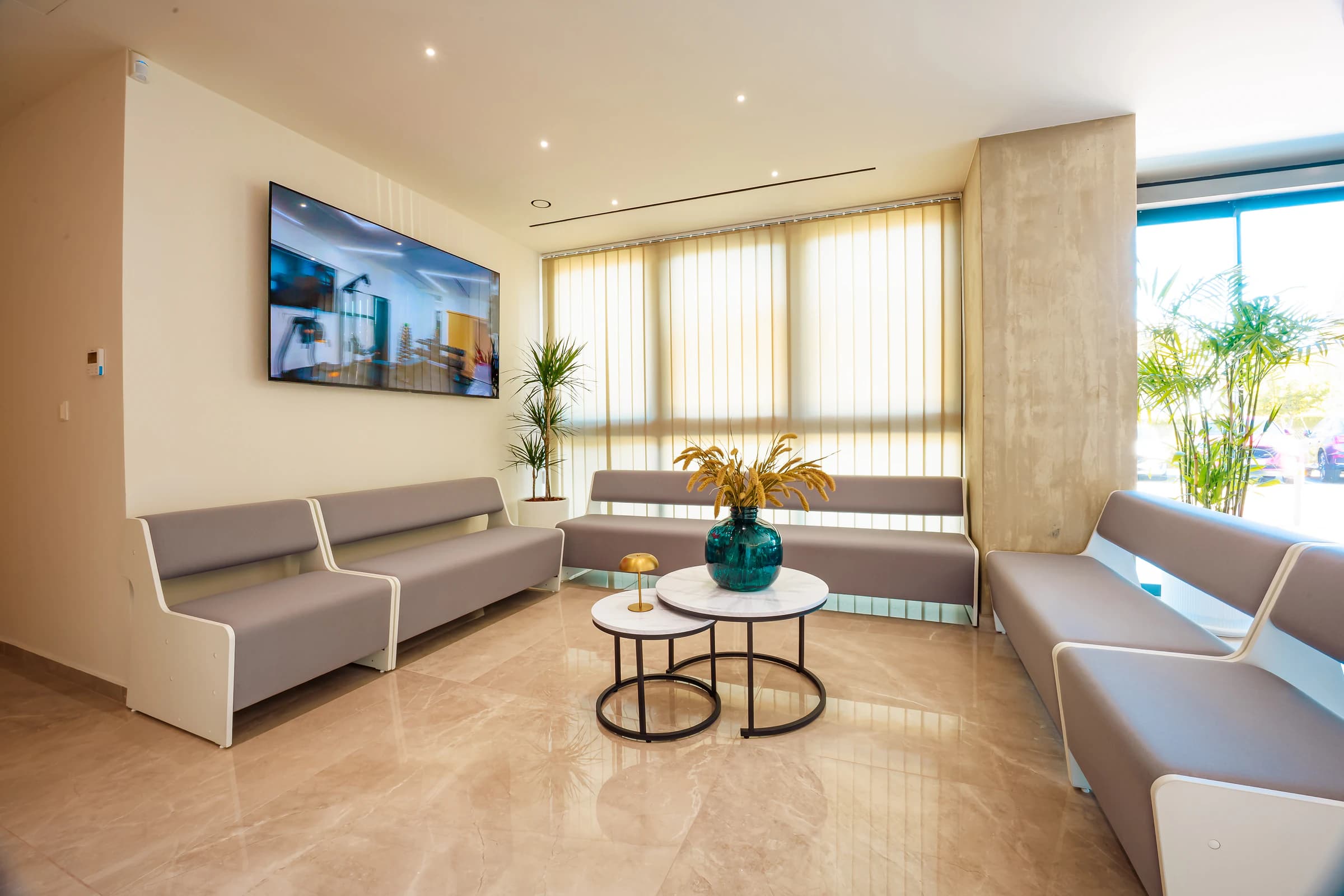 The quiet results lounge inside an AION Urban centre